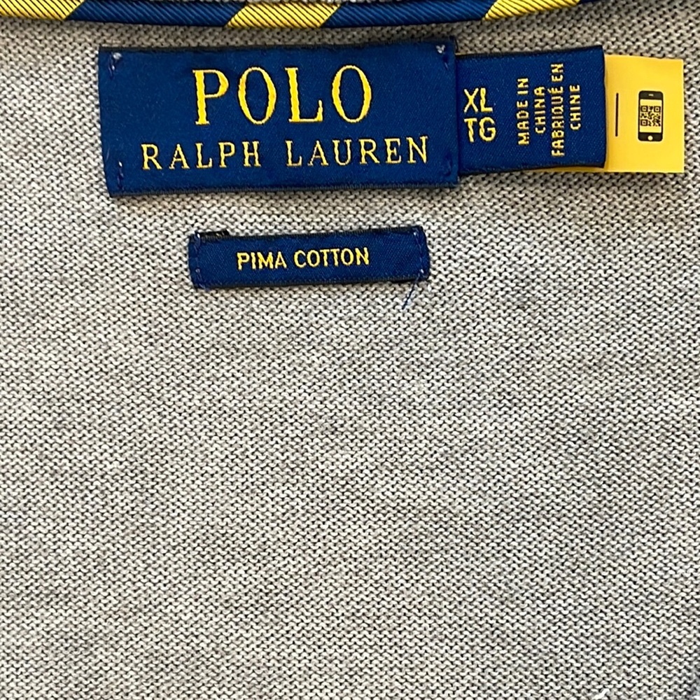 RALPH LAUREN POLO MENS PIMA COTTON V NECK LONG SLEEVE HEATHER GREY SWEATER - Picture 7 of 8